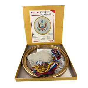 Bucilla Crewel Embroidery Needlecraft Kit Seal of United States 13" Round 2644
